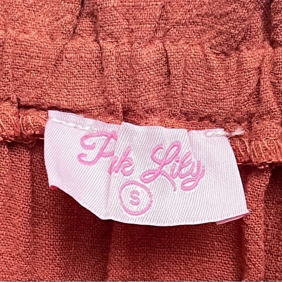 Pink Lily Never A Compromise Terracotta Strapless Linen Romper Women's Small - Picture 13 of 14